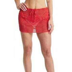 New MEMORIAL DAY Women’s Red Swim Cover Up Handmade Skirt Size 1